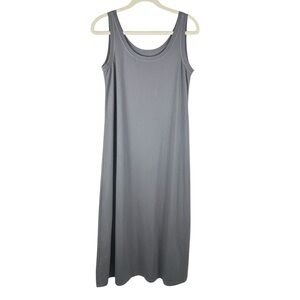 Eileen Fisher Sleeveless Tank Maxi Dress Lyocell Stretch Steel Grey